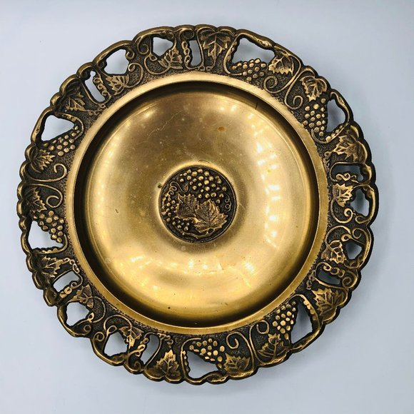 Vintage brass cut out dish